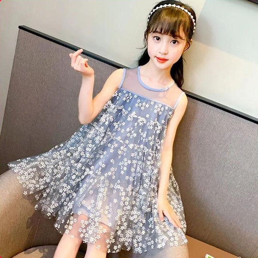 Girls Dress Summer Little Girl Skirt 12-year-old Girls' Skirt Children's Princess Dress 7-year-old Sequin Sweet A-Line Dress