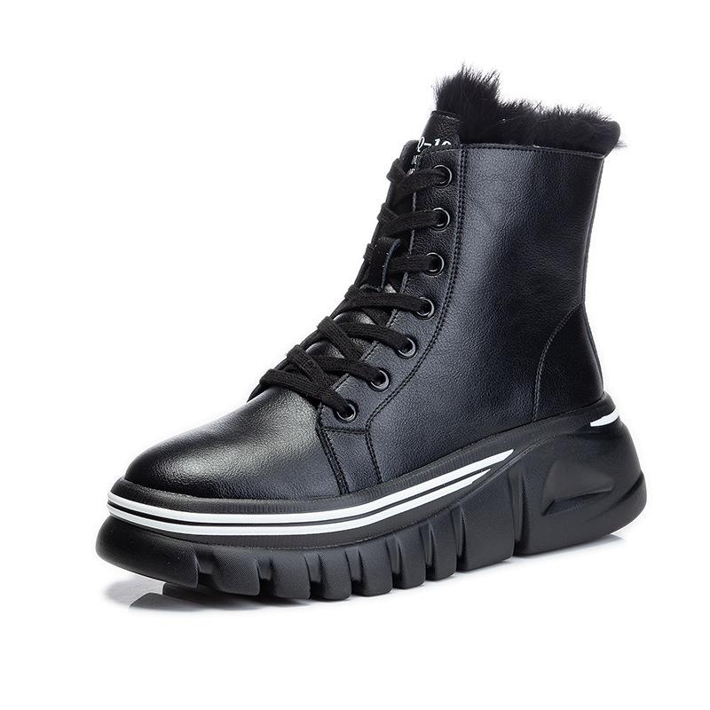 Fur Boots for Women Winter Shoes Natural Fur Genuine Leather Ankle Booties Platform Casual Shoes Warm Black White Boots