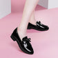 Flat Single Shoes Women Patent Leather Thick Heel Small Leather Shoes British Style Social Work Shoes Women Shiny Small Leather Shoes