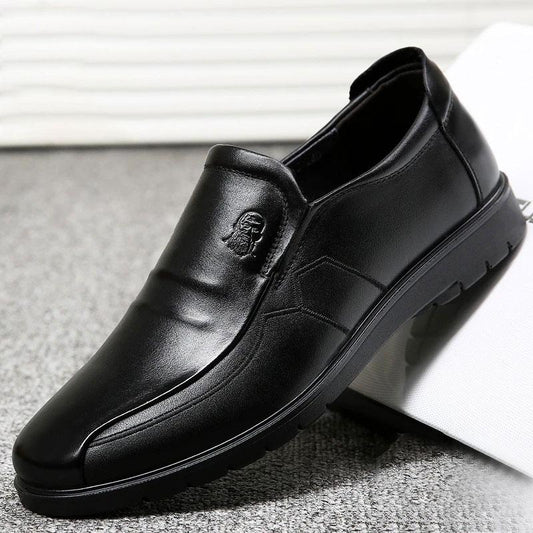 Men's Leather Shoes Middle-aged Men's Shoes Spring and Autumn Leather Business Casual Breathable Soft Sole Middle-aged Dad Shoes