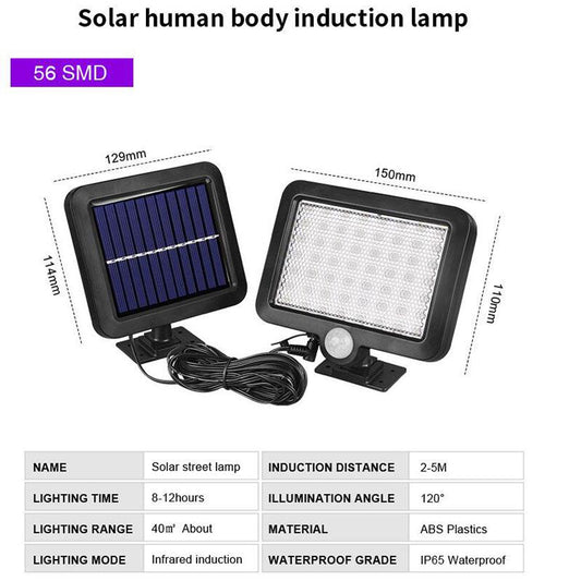 56 LED Solar Lamp Outdoor Waterproof PIR Motion Sensor Solar Powered Wall Lamp