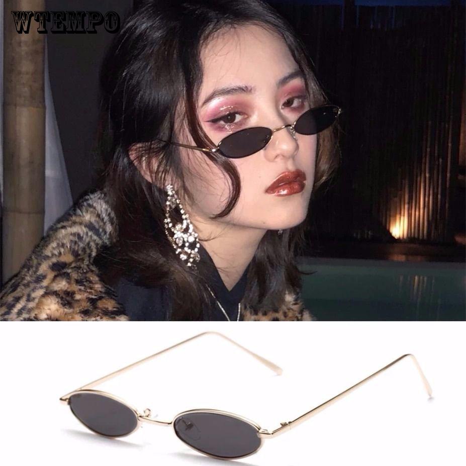 WTEMPO Retro Harajuku Elliptical Sunglasses Women Red Sunglasses Europe Small Box Ins Glasses