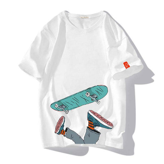 100% Cotton T-shirt Men's Short-sleeved Summer Clothes Trend Youth T-shirt