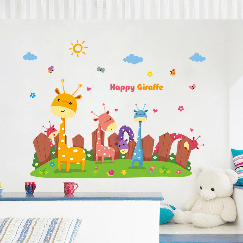 [Wall sticker] Cartoon Giraffe Paradise animals wall stickers for kids rooms bedroom nursery home de