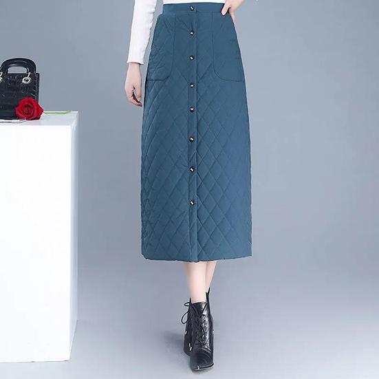 M-4XL Women's Winter Warm Long Cotton Skirt Female Autumn Thickened Down Cotton Skirt Large Size Winter A-line Skirt