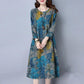 Round Neck Plus Size Loose Print Dress Short Sleeve Plus Size Women's Long Ethnic Style Long Sleeve Dress Loose Casualb