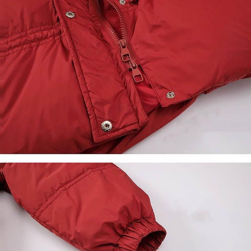 Women's Down Jacket Over-the-knee White Duck Down Mid-length Padded Waist Hooded Jacket