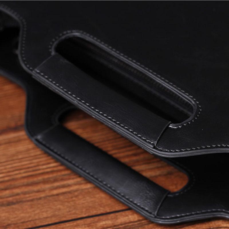 Business Briefcase Men Vintage Brown Leather Zipper Styling Tote Shoulder Diagonal Computer Bag
