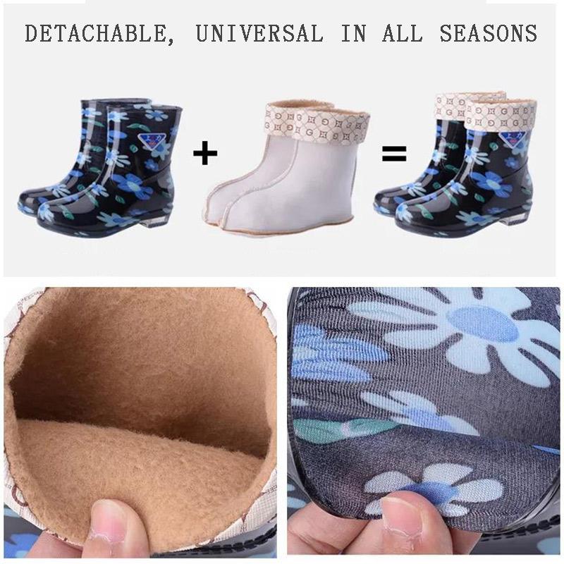 Water Shoes Girls Low Cut Adult Rain Boots Women Plus Velvet Short Tube Fashion Water Boots Women Non-slip Rain Boots Women Waterproof Shoes