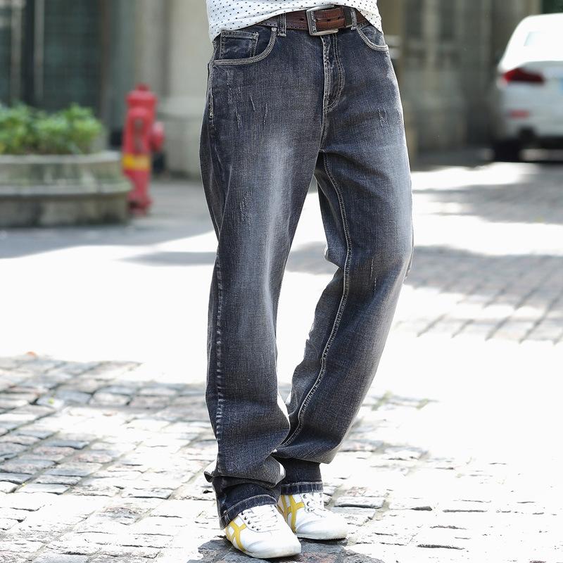 Mens Jeans Plus Size Loose Casual Straight Denim Pants Retro Gray Blue Baggy Streetwear Skateboard Jeans Trousers Male Jeans