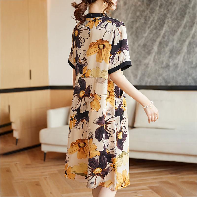 WTEMPO Plus Size Dress Summer Short Sleeve V-Neck Dress Casual knee-length Length
