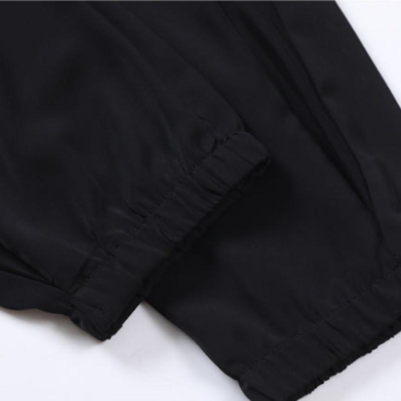 Women's Black Nine-point Sweatpants Summer Korean Version of Mesh High Waist Loose and Thin Cropped Harem Pants