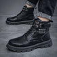 Plus Velvet Padded Winter Warm Snow Boots Men's Leather Cotton Shoes Waterproof Non-slip Trendy Martin Boots