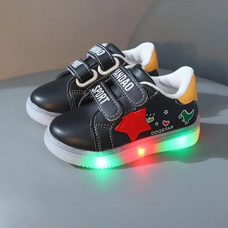 Children's Light Shoes Baby Shoes Spring and Autumn Boys' and Girls' Small White Shoes Anti-skid Middle and Small Children's Sports Walking Shoes