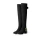 Women Over Knee Boots Slim Rhinestone High Heels Winter Boots  Ladies Plus Velvet Elastic Goat Suede  High Boots