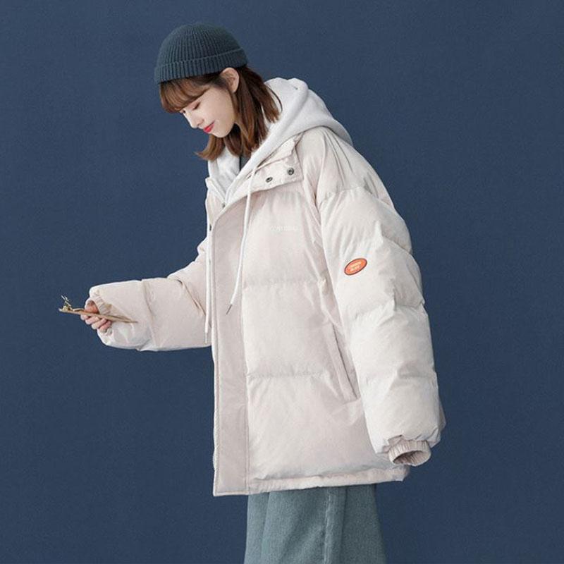 Winter Women's Down Padded Jacket Fake Two-piece Hooded Padded Jacket Thickened Warm Mid-length Padded Jacket