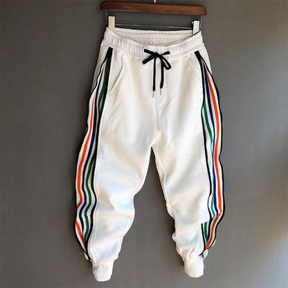 Harem Casual Pants Men's Striped Nine-point Sports Pants Loose Leggings Sweatpants Trend Zipper Pencil Pants