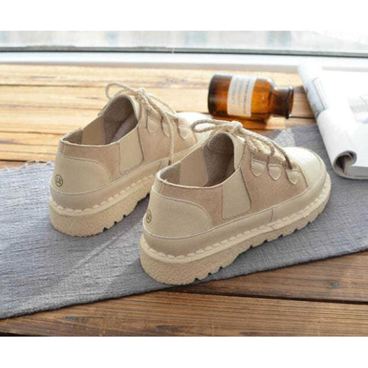 Flat Shoes Women Wild Ladies Soft Sole Comfortable Handmade Shoes Color Matching Single Shoes Women Low-top Shoes Summer