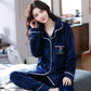 Thickened Flannel Pajamas Ladies Thickened Cardigan Coral Fleece Outer Wear Casual Home Clothes Two-piece Suit Skin-friendly and Soft Fabric