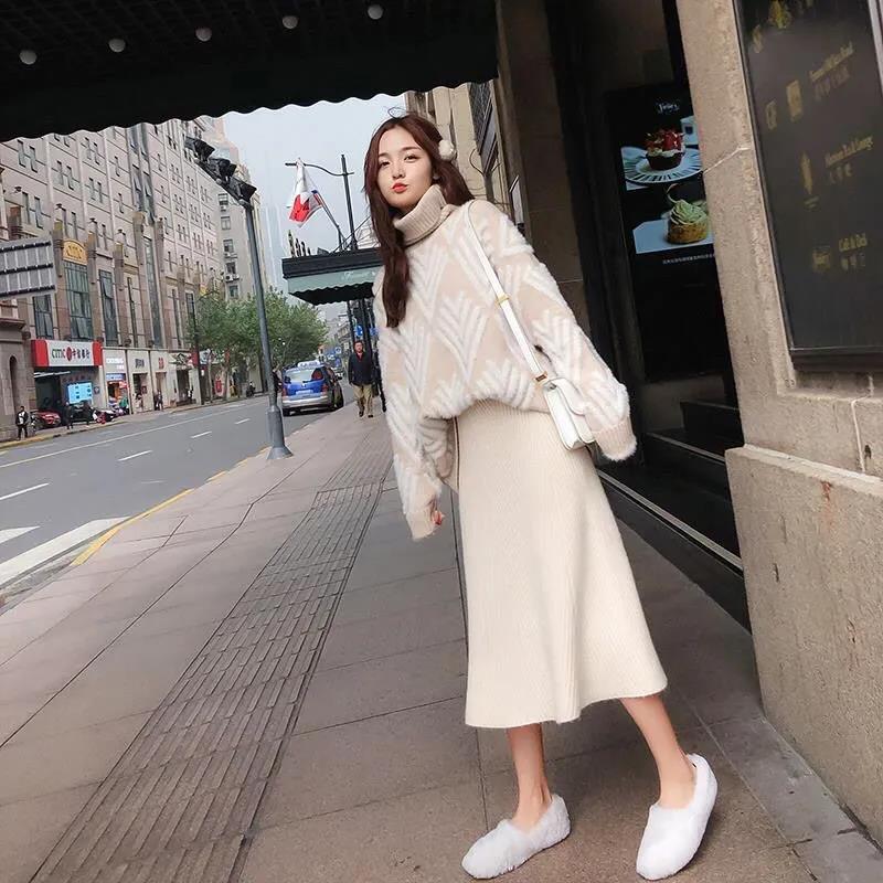 Lazy Style Pullover Sweater Women Thick High-necked Autumn and Winter Loose Inner Sweater Women's Warm Sweater
