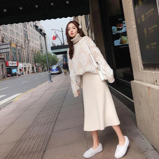 Lazy Style Pullover Sweater Women Thick High-necked Autumn and Winter Loose Inner Sweater Women's Warm Sweater