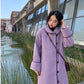 Purple woolen coat women's autumn and winter clothing was thin and long woolen coat