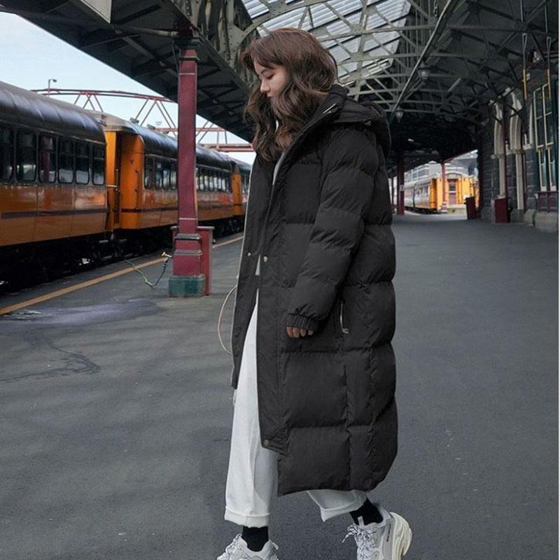 Winter Mid-length Down Jacket Ladies Korean Fashion Thick Warm Hooded Jacket