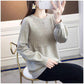 Spring and Autumn Loose Round Neck Sweater Fashion Knit Casual Bottoming Shirt Pure Color Simple Female Top