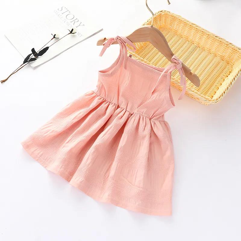 Girls Summer Sling Dresssummer Solid Color Flower Children's Princess Dress Kid