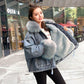 Detachable Plus Velvet Thick Denim Jacket Women Loose and Wild Korean Style To Overcome Tide Ins