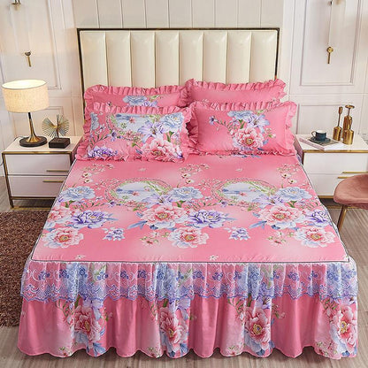 3pcs/set Lace Bed Skirt Korean Four Seasons One-piece Bedspread Cute Princess Style Sheets