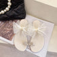Fairy Slippers Japanese Sweet Mesh Bowknot Rhinestone Pearl Lace Set Toe Flat Beach Sandals