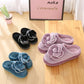 Winter High-heeled Cotton Slippers with Bow Female Cute Princess Style Plus Velvet Home Shoes Thickened Indoor Confinement Shoes