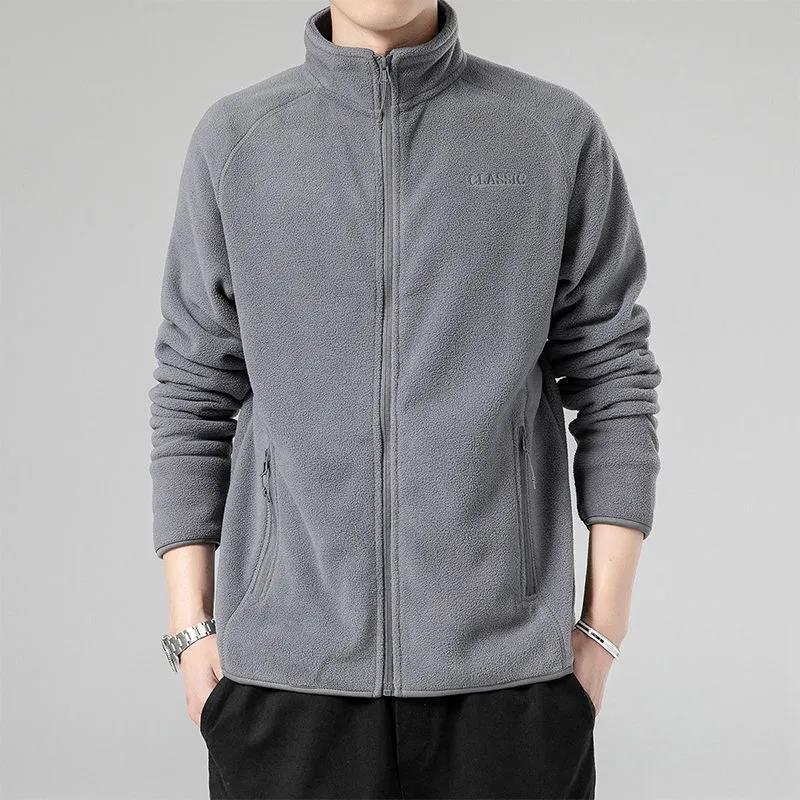 Warm Jacket Men's All-match Casual Loose Thickened Fleece Sports Cardigan Fleece Clothes Simple Men's Warm Short Jacket