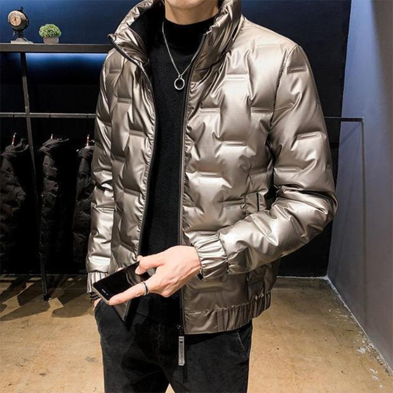 Men's Down Jacket Autumn and Winter Jackets Short Trend Stand-up Collar Fashion Shiny Coat for Men