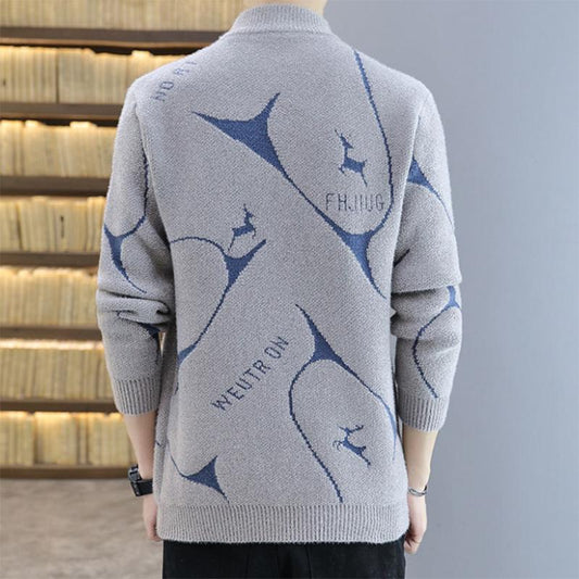 Autumn and Winter Men's Sweatshirts Thickened Warm Sweater Mink Velvet Half High Neck Men's Knitted Sweaters