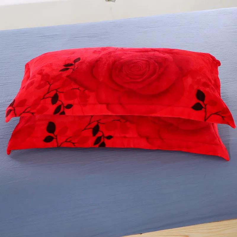 48cmx74cm Coral Velvet Pillowcase Warm Anti-static Double Pillowcase Two-piece Bedroom Pillowcase
