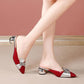Baotou Half Slippers Women's Medium Heel Red Temperament Outer Wear Sandals Thick Heel Low Heel High Heels