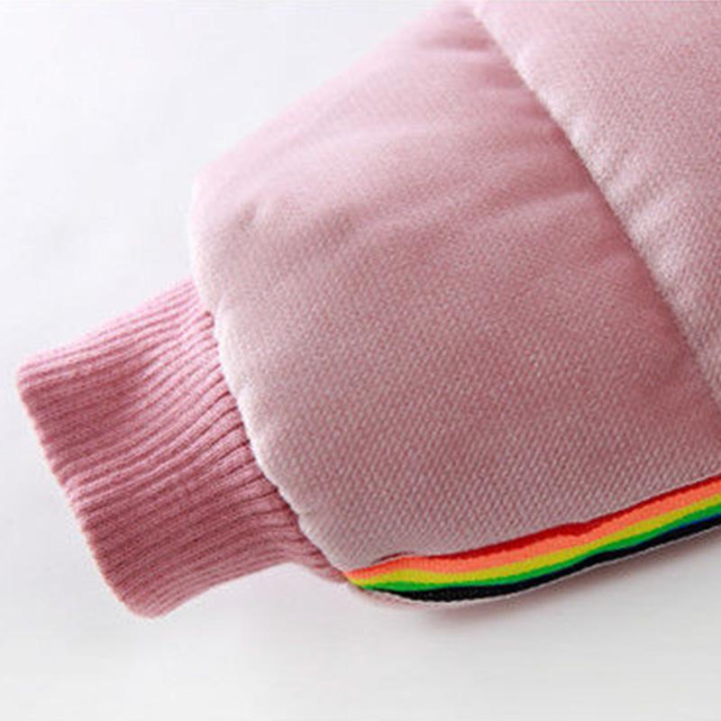 Girls In The Winter Long Thick Padded Coat The Big Boy In The Autumn and Winter Style Padded Jacket with Rabbit Ears Hooded Top