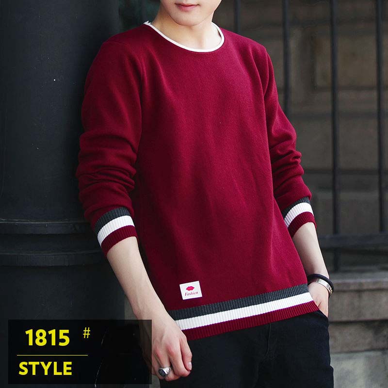 Spring and Autumn Men's Trendy Long-sleeved Woolen Clothes Loose Casual Thin Section Warm Knitted Bottoming Shirt