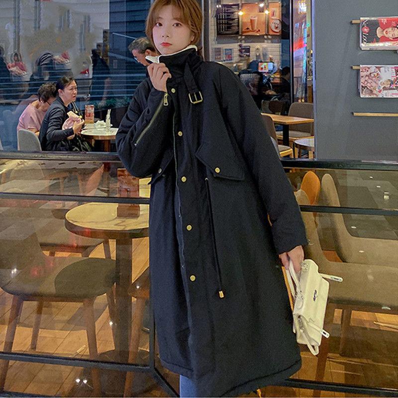 Women's Mid-length Over-the-knee Korean Loose Lamb Wool Padded Jacket Hong Kong Style Winter Cotton Jacket