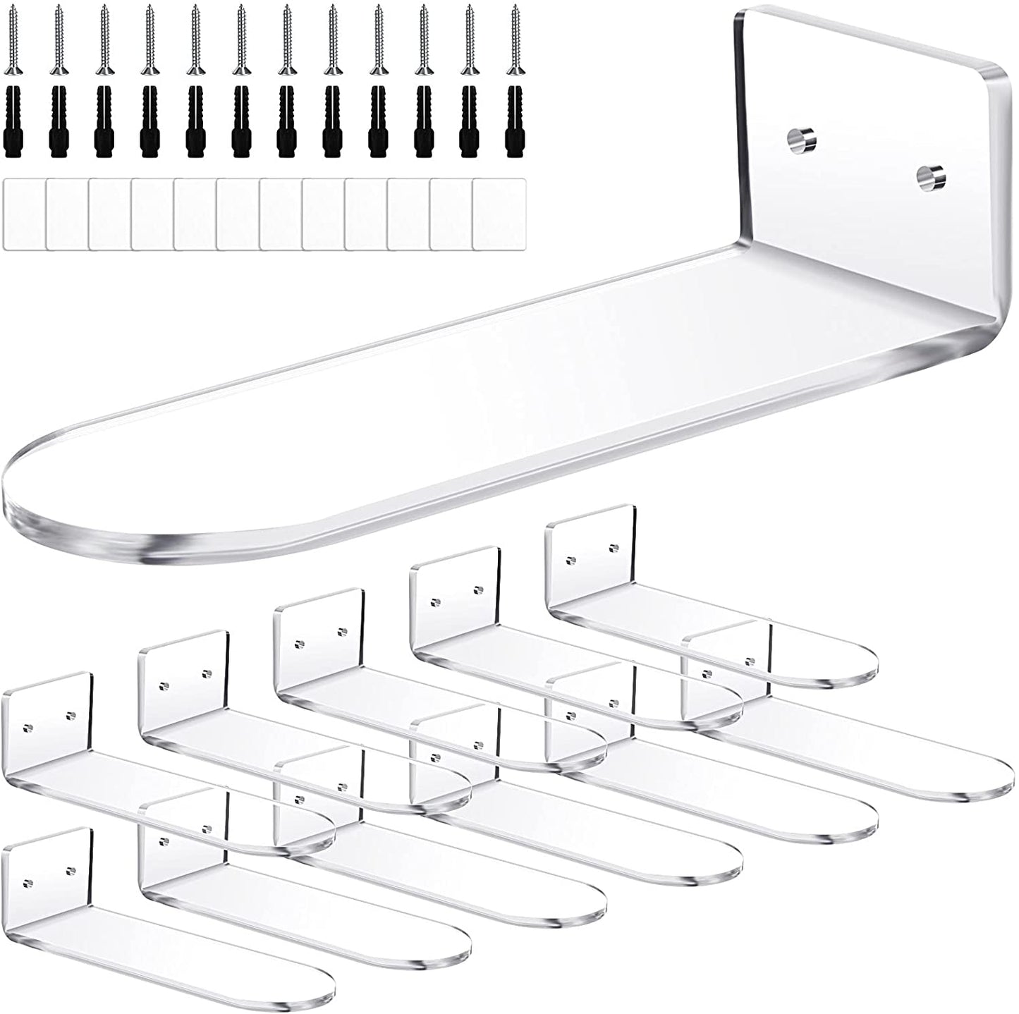 12-Piece Floating Shoe Display Stand for Wall Mount Including Acrylic Floating Sneaker Stand Shoe Rack with Phillips Screws, Extension Tube and Tape