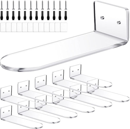 12-Piece Floating Shoe Display Stand for Wall Mount Including Acrylic Floating Sneaker Stand Shoe Rack with Phillips Screws, Extension Tube and Tape
