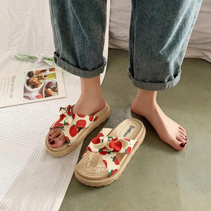 Women Open Toe Sandals and Slippers Women's Summer  Thick-soled Beach Shoes Seaside