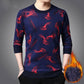 WTEMPO Men Thermal Pullover Cashmere Padded Shirt Printed Shirt Winter Soft and Comfortable Pullover