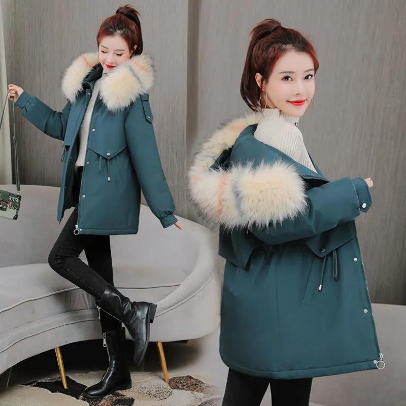 Women Winter Jackets Large Size Cotton Padded Coats Warm Thicken Ladies Coats Solid Color Parka Jackets