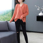 Spring and Autumn V-neck Loose Top Solid Color Plus Size Sweater Simple Casual Women Bottoming Shirt