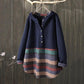 Plus Size Winter Jackets for Women Loose Casual Pullover Hooded  Parkas Coats Button Blouse Shirt Striped Lady Long Oversized Jacket and Coat