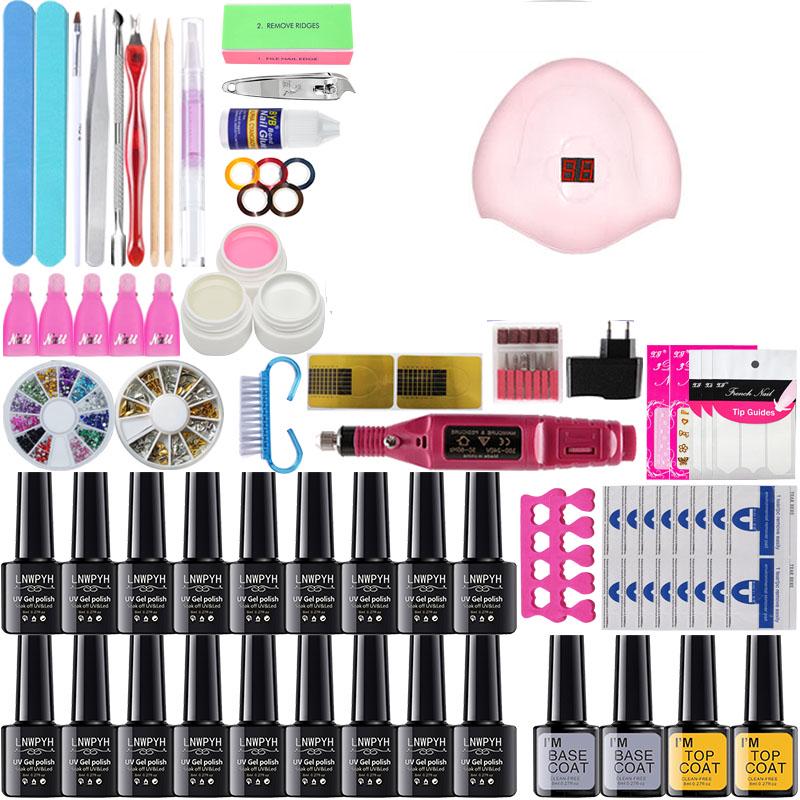Manicure tools Set 54W LED Lamp nail Dryer 30 pcs Nail Gel Polish Kit Nail Set Nail Art Tool set