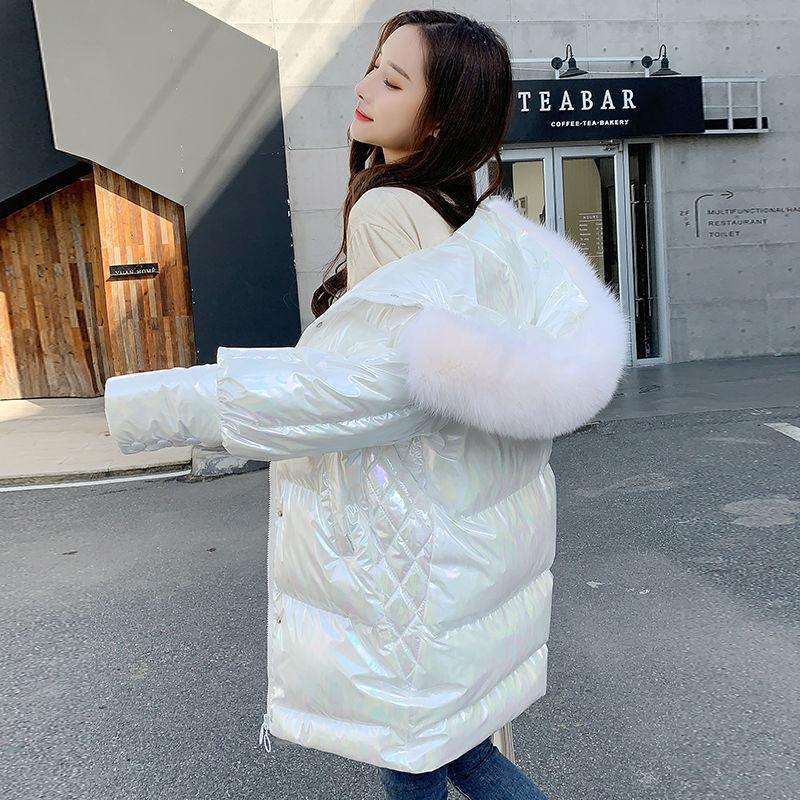 Glossy Cotton Clothes Women's Bread Clothes Female Students Korean Version of Loose Cotton-padded Coat In The Long Thick Padded Jacket Coat